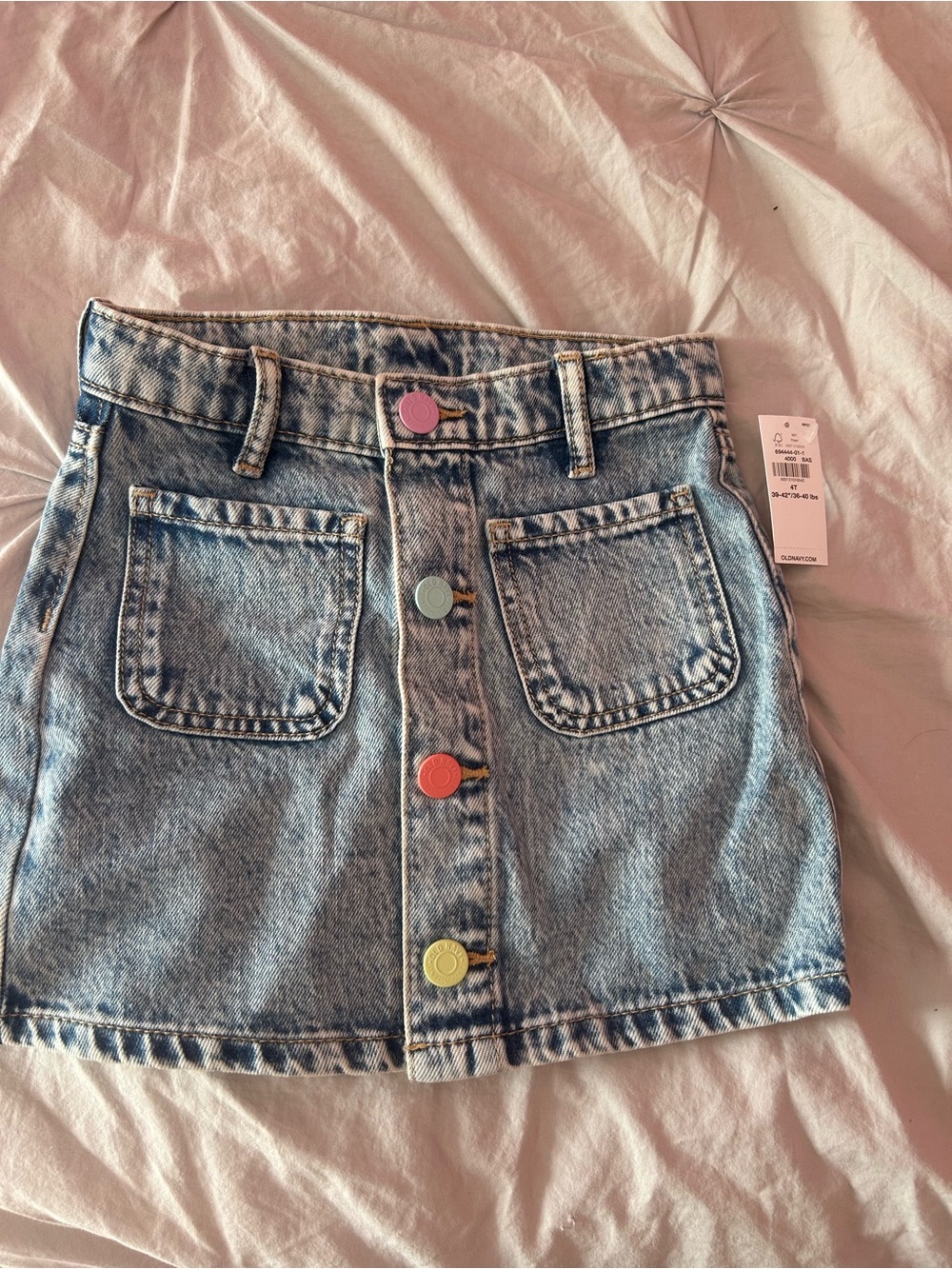 Old Navy Denim Button-Front Skirt with Multicolor Buttons